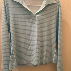 Striped Long Sleeve Performance Polo Shirt